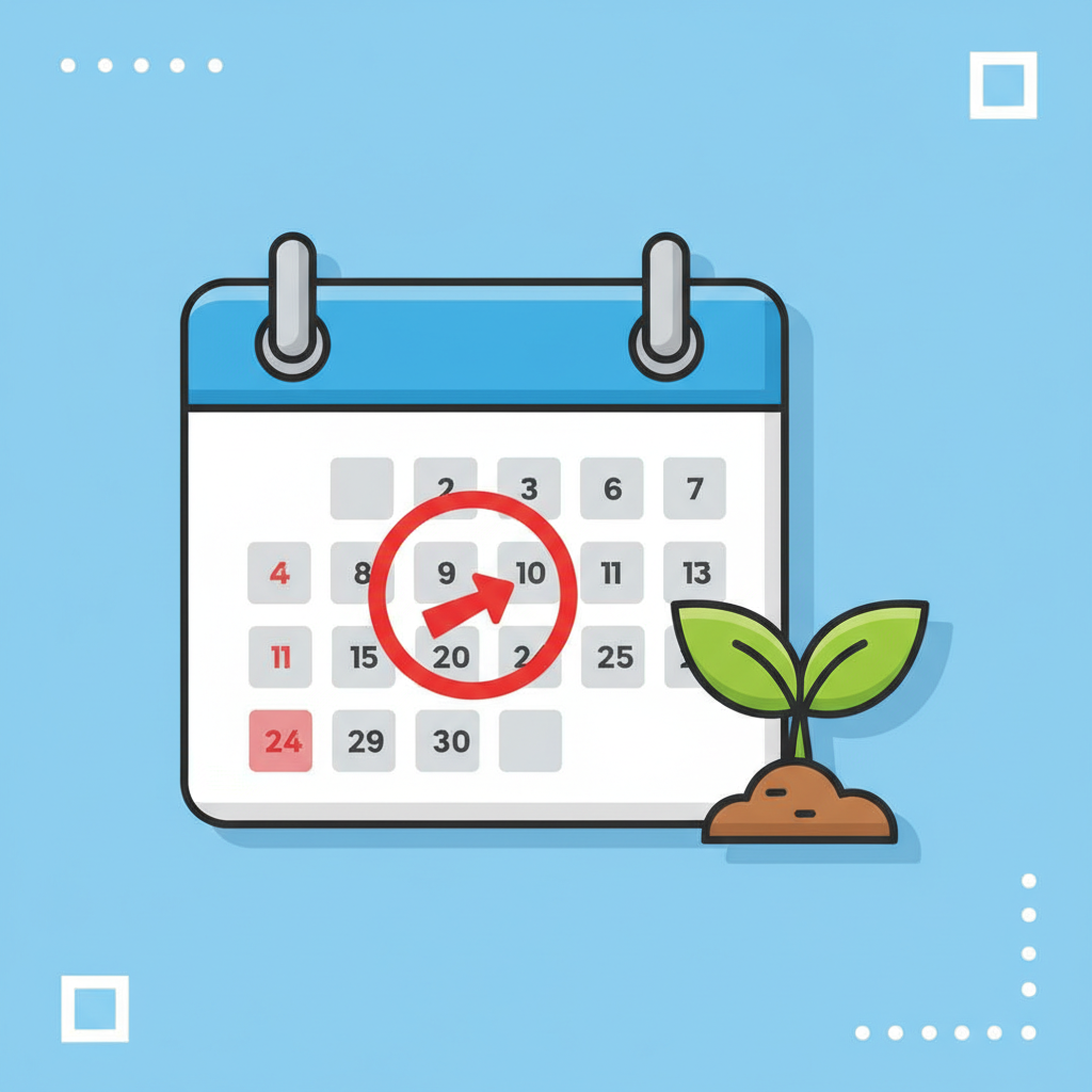 A calendar with a prominently marked date indicating a "re-application" period, alongside a small plant sprout growing from the ground, symbolizing a fresh start and hopeful reinstatement. Clean infographic style, no text.