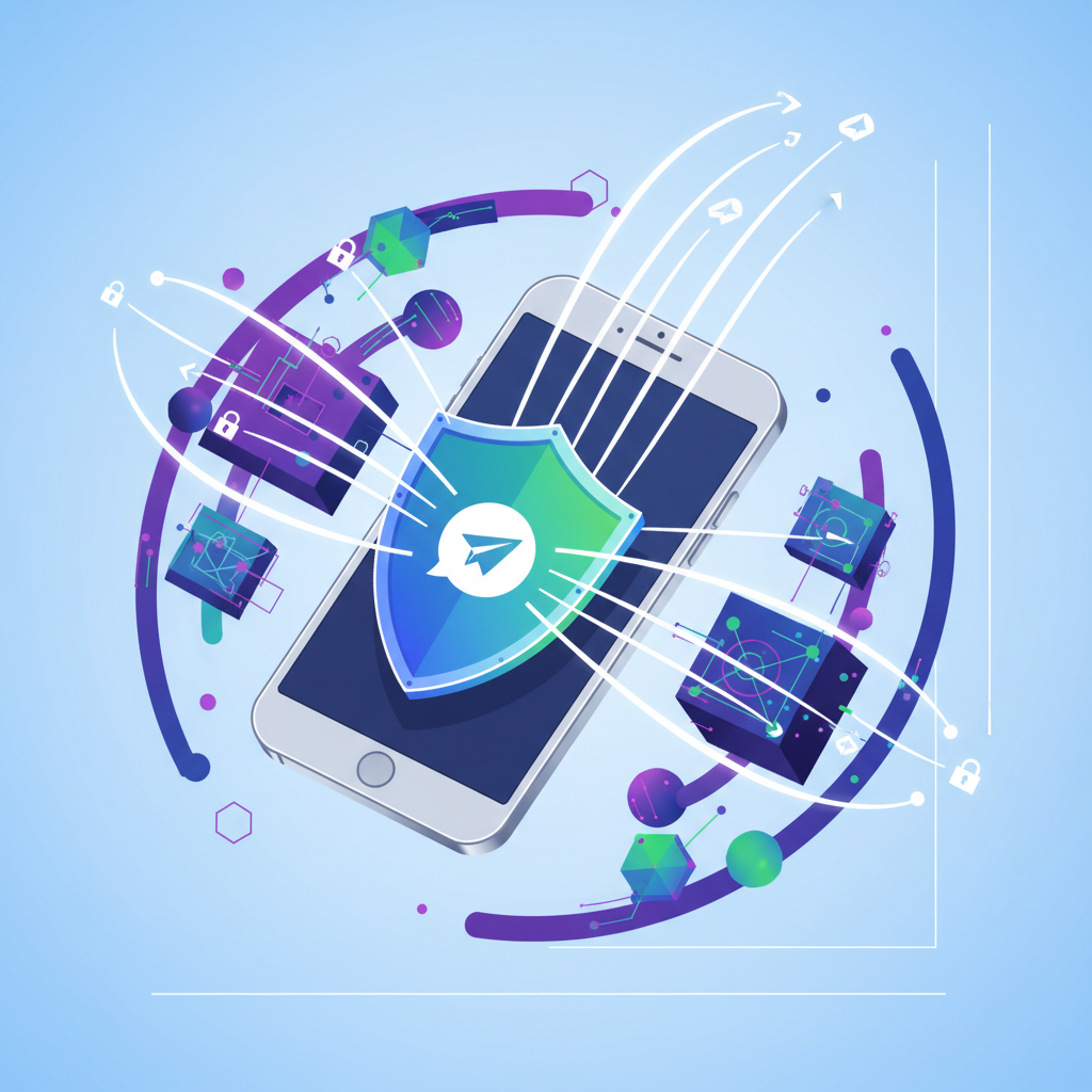 A dynamic clean infographic showing a shield protecting a smartphone from abstract quantum computing threats, with lines representing encrypted communication. The smartphone displays the Signal app icon. Style: clean infographic. No text.