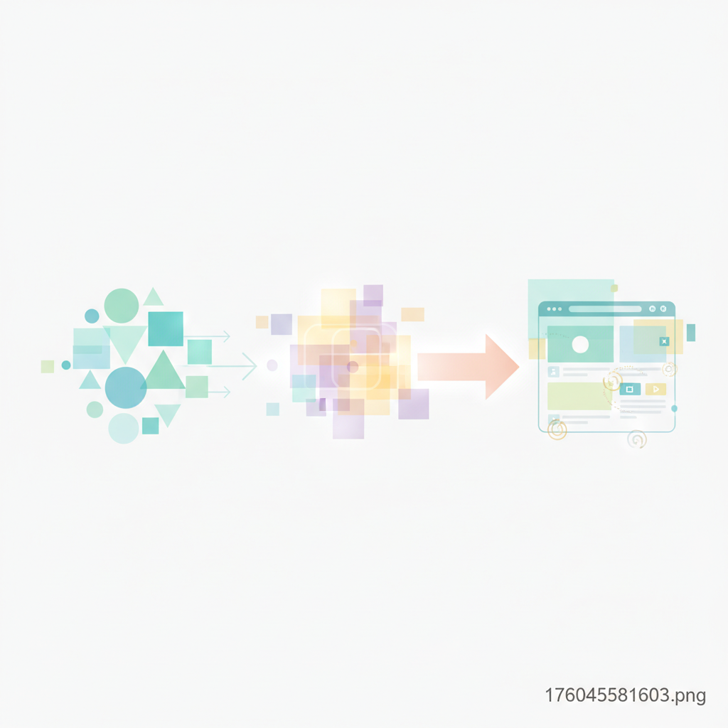 An clean infographic showing a simplified diagram of Flint AI's process: input parameters -> AI processing -> output a fully designed webpage with interactive elements and ad optimization. Use abstract geometric shapes and light colors. No text.” /></p>
<h2 id=