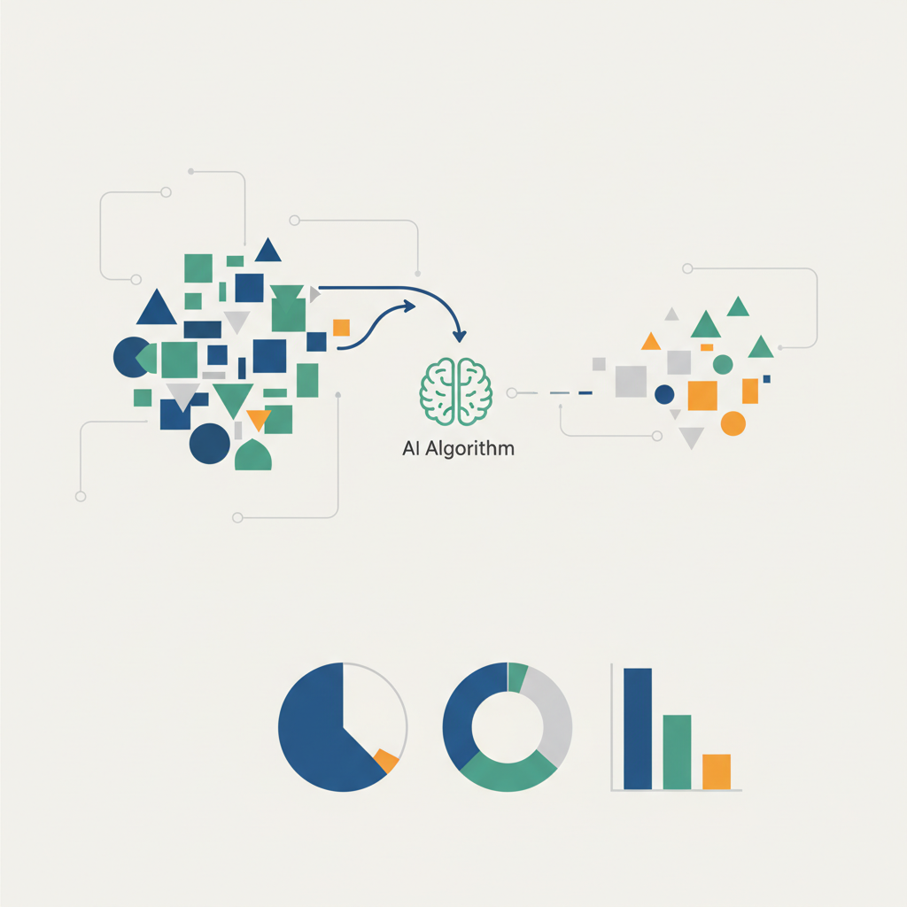 Clean infographic style illustration showing political bias in AI recommendations. Abstract representation of different political parties with unbalanced distribution, charts and data visualization elements. Professional design with neutral colors. No text.