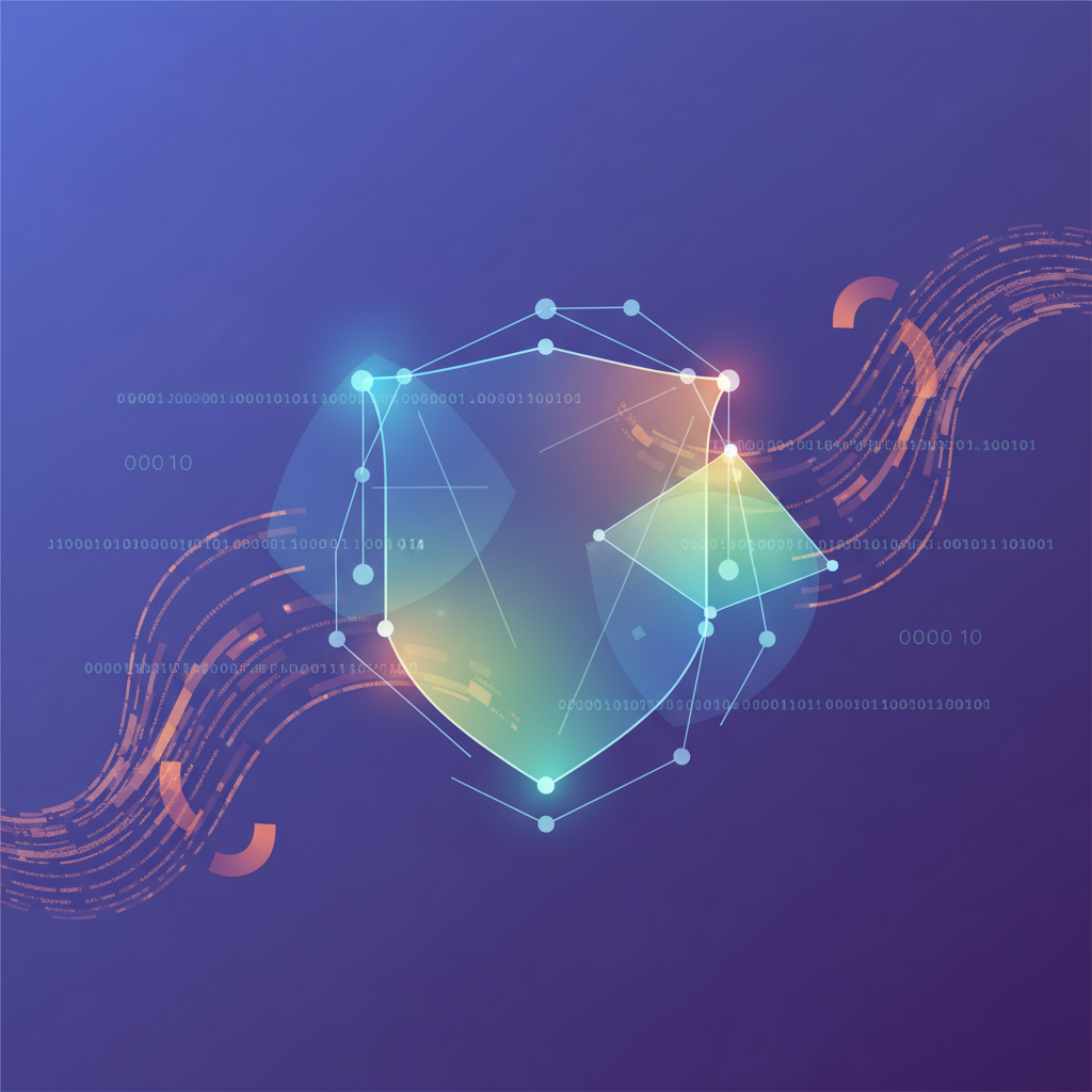An abstract, clean infographic illustrating digital safety features as glowing, interconnected barriers. Streams of data are shown subtly bypassing or flowing around these barriers, indicating circumvention. Style: clean infographic, modern layout, high contrast. Background: gradient of purple and blue. No text.