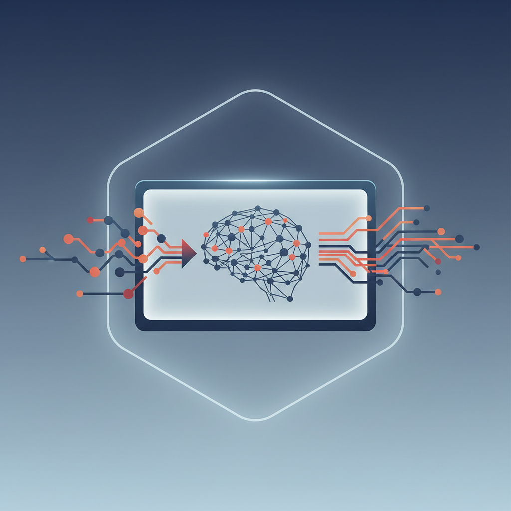 A modern, clean infographic illustrating the concept of AI bias. It features a stylized brain or data network within a computer screen, with distorted or imbalanced data flowing in and out. The background is a gradient of muted blues and grays, emphasizing the complexity and potential pitfalls of AI. No text or graphs.