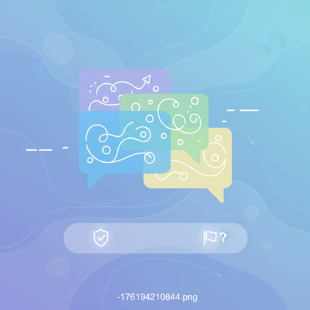 A stylized illustration depicting a calm and clear social media interface, with speech bubbles showing positive and constructive conversations. Elements of moderation tools like filters and reporting are subtly integrated. Style: illustration, no text.