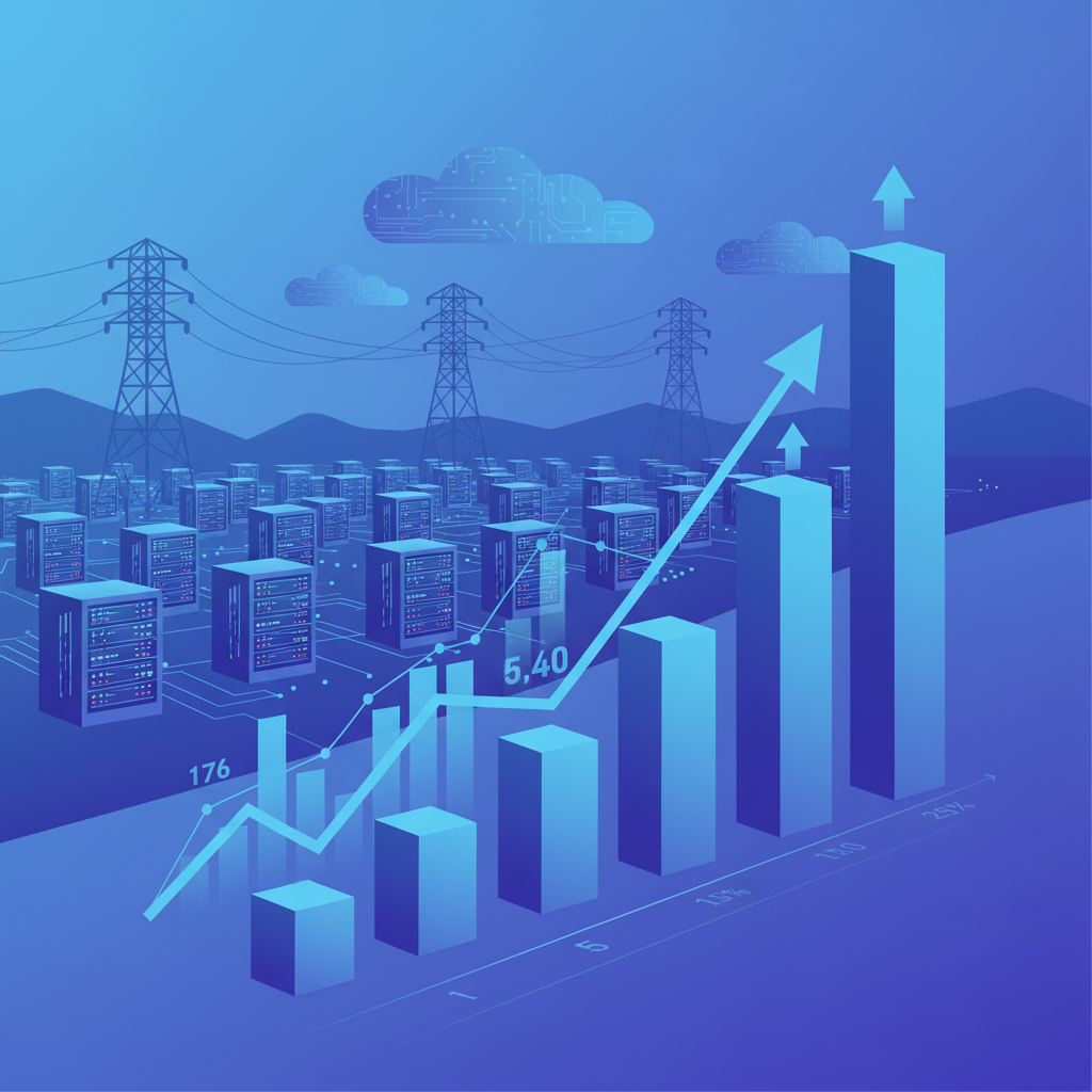 An infographic visualizing Meta's massive AI investments, with rising graphs and data centers in the background. Emphasize the scale of spending. Style: clean infographic. No text.