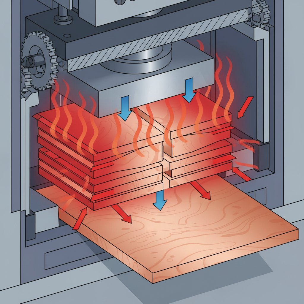 A detailed, stylized illustration of the stack forging process, showing layers of copper sheets being bonded together under heat and pressure to form a seamless cooling plate. Highlight the precision and solidity. Style: technical illustration. No text.