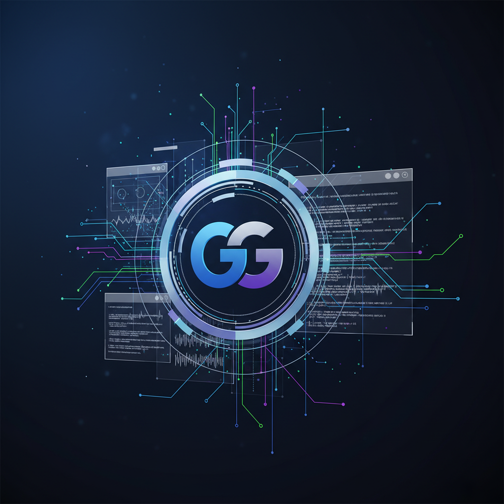 A sleek, futuristic infographic showing the Gemini 3 logo with abstract AI elements. A coding interface is integrated, featuring clean lines and high contrast. No text.