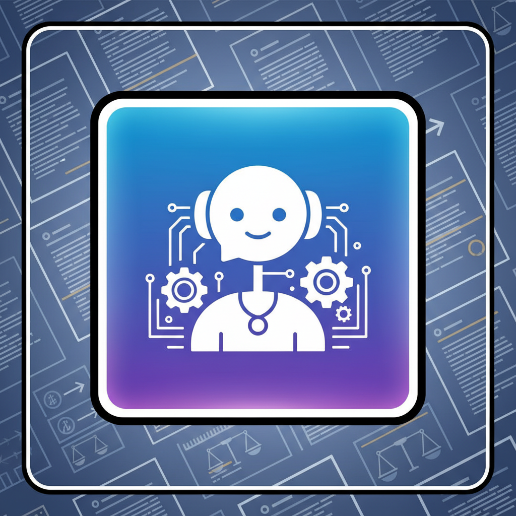 A warning sign prominently featuring a stylized AI chatbot icon, with abstract legal document patterns in the background, clean infographic, modern layout, high contrast, colored background, no text