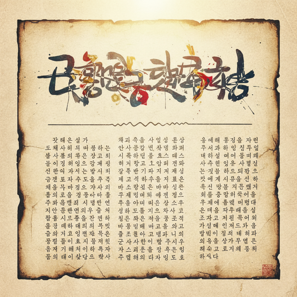 Illustration of a distorted news article, where the headline is a jumbled mess or clearly misleading, while the content underneath is more accurate. Artistic rendering, textured background, bright lighting. No visible text. Korean appearance.