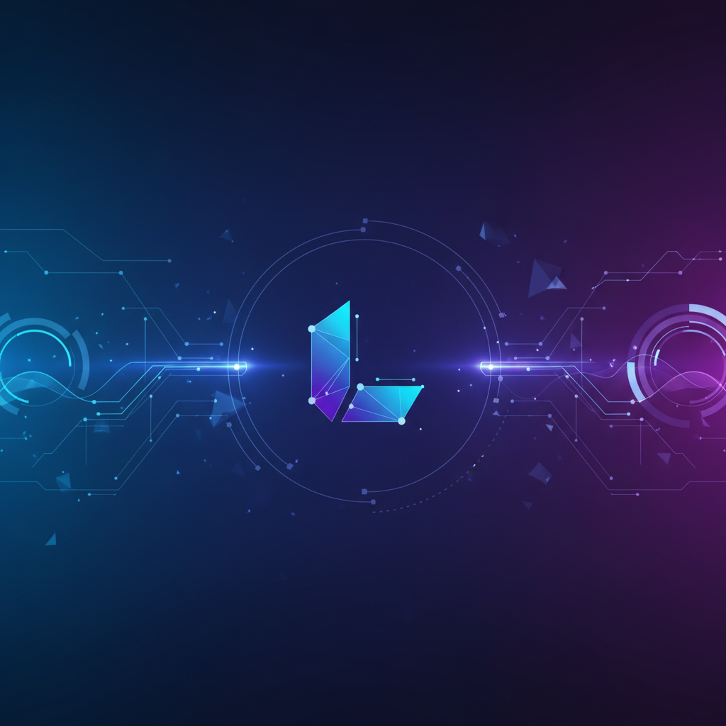 A futuristic user interface with the Luma AI logo, clean infographic style, high contrast, blue and purple gradient background, no text