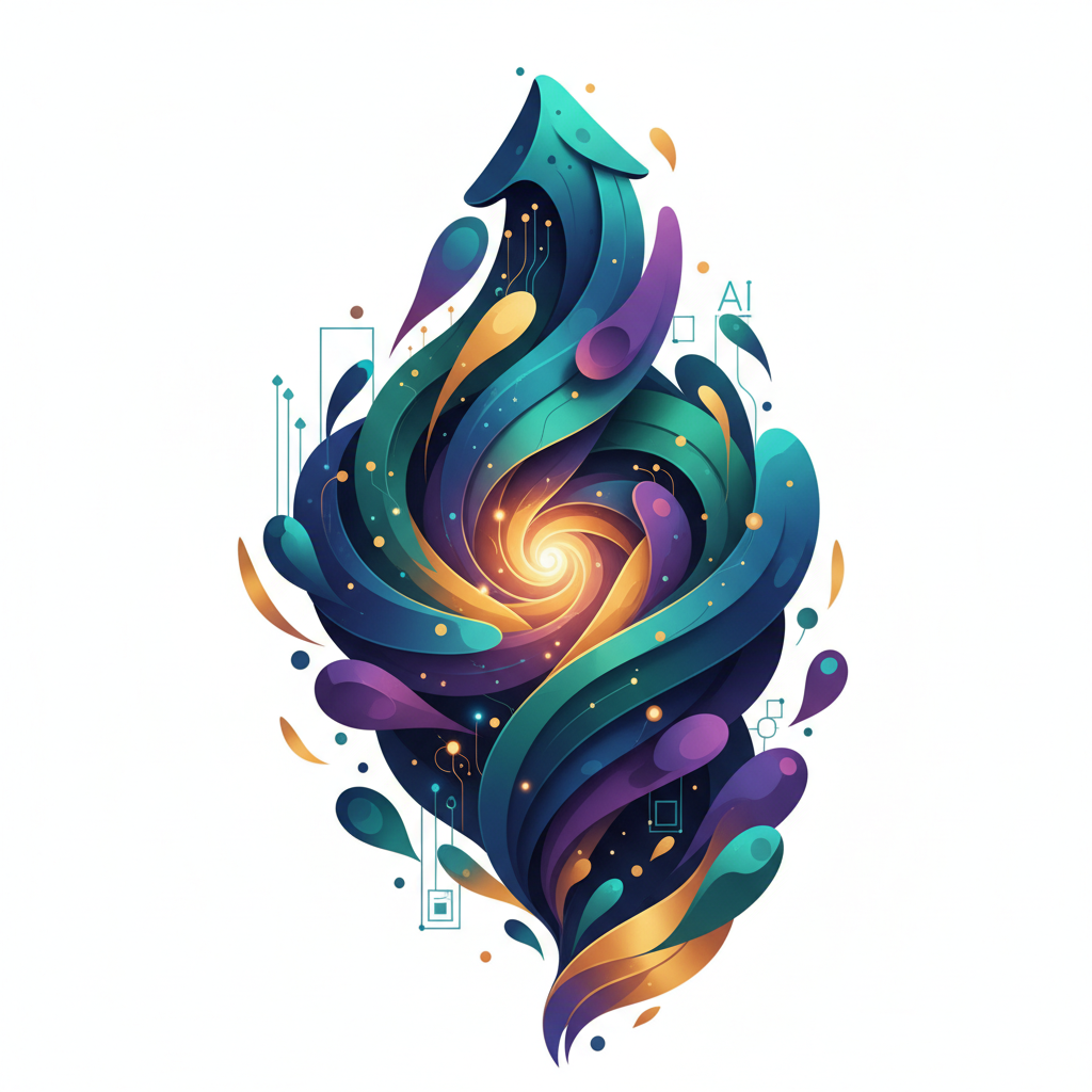 A modern abstract illustration showing growth and value in the AI sector, with a blend of vibrant colors and soft gradients, no visible text, 4:3 aspect ratio