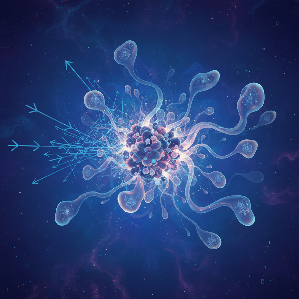 An artistic rendering symbolizing the shift from a link-based web to a native content ecosystem. Interconnected nodes and subtle AI elements, flowing lines, textured background, no text. Aspect Ratio 4:3.