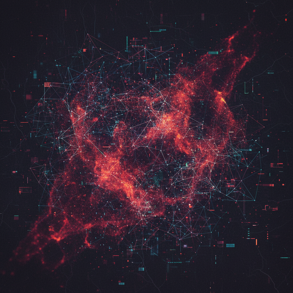 An artistic rendering of complex, intertwined digital threads, some clearly identifiable and others blending seamlessly, representing the challenges and limitations of AI video detection, dark textured background with subtle glowing elements, no text, 1:1 aspect ratio
