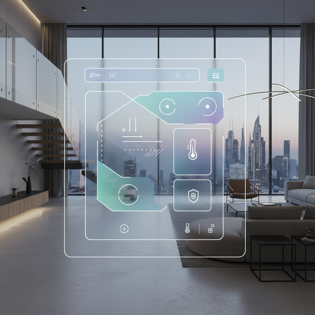 sleek UI, modern home, no text