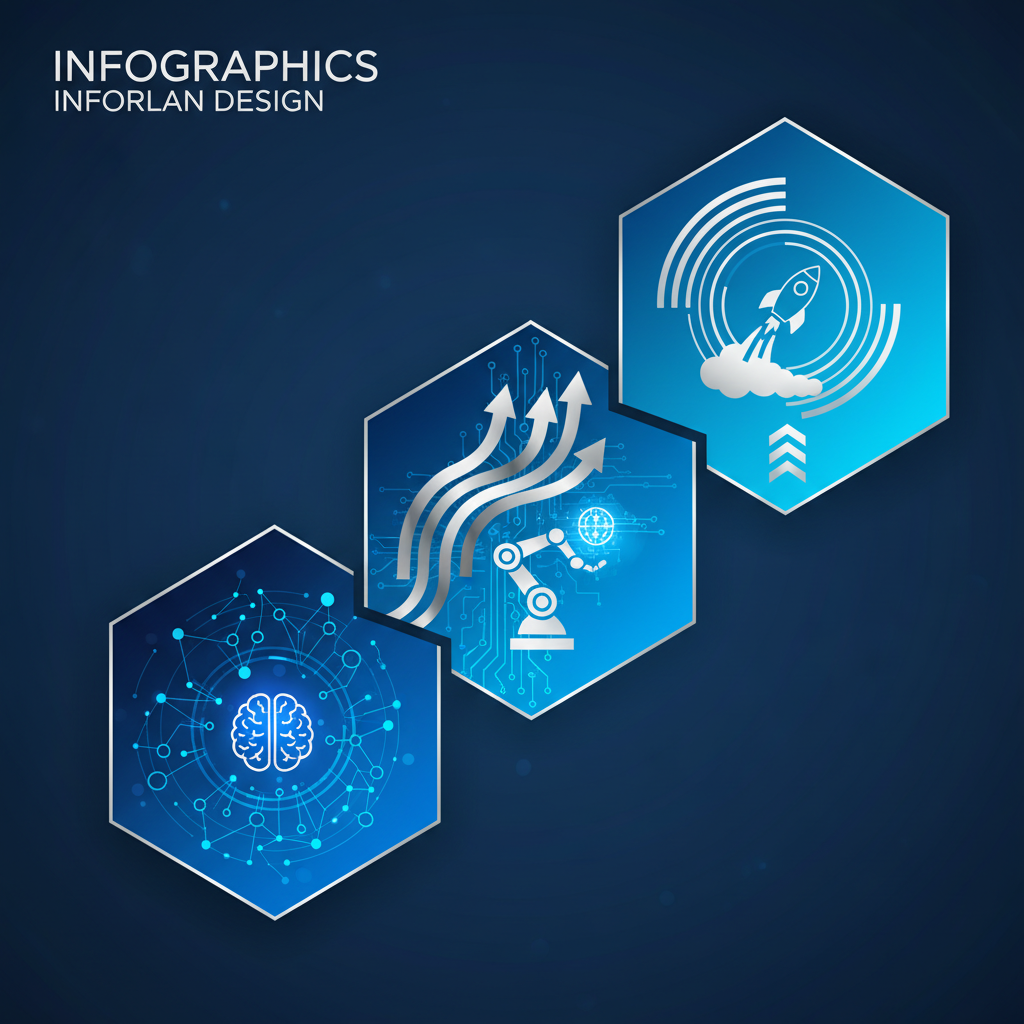 clean infographic, modern layout, high contrast, showing a stylized stock chart with upward trends and AI-related symbols. No visible text, no graphs or charts.