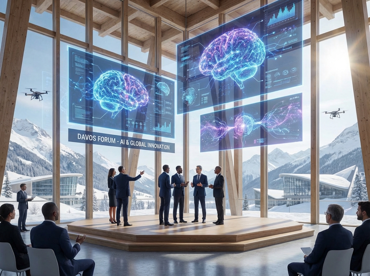 다보스 포럼 현장의 인공지능 기술 전시 풍경