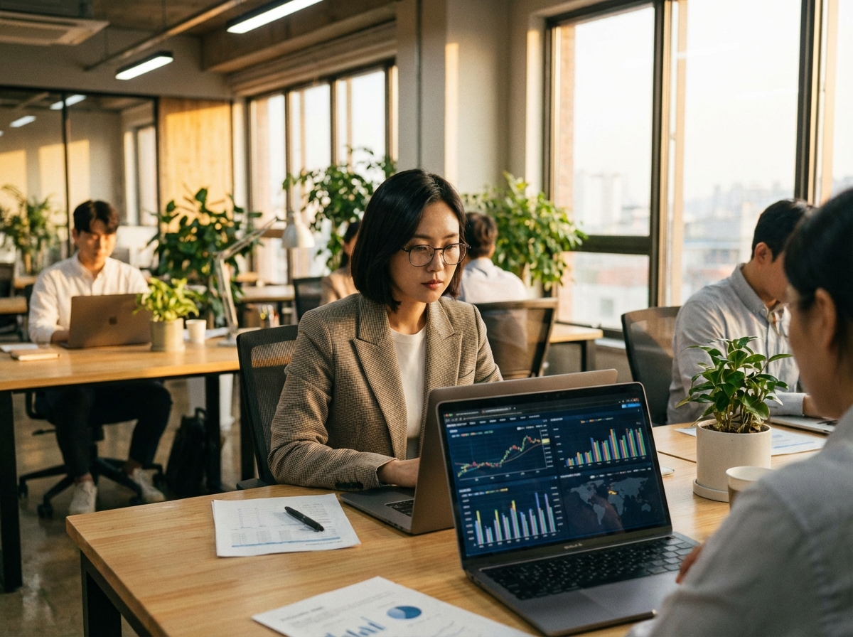 데이터 분석을 진행하는 비즈니스 전문가