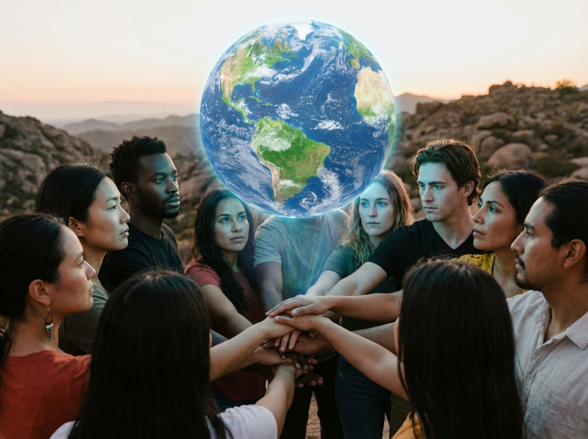 지구의 미래를 위해 협력하는 다양한 사람들