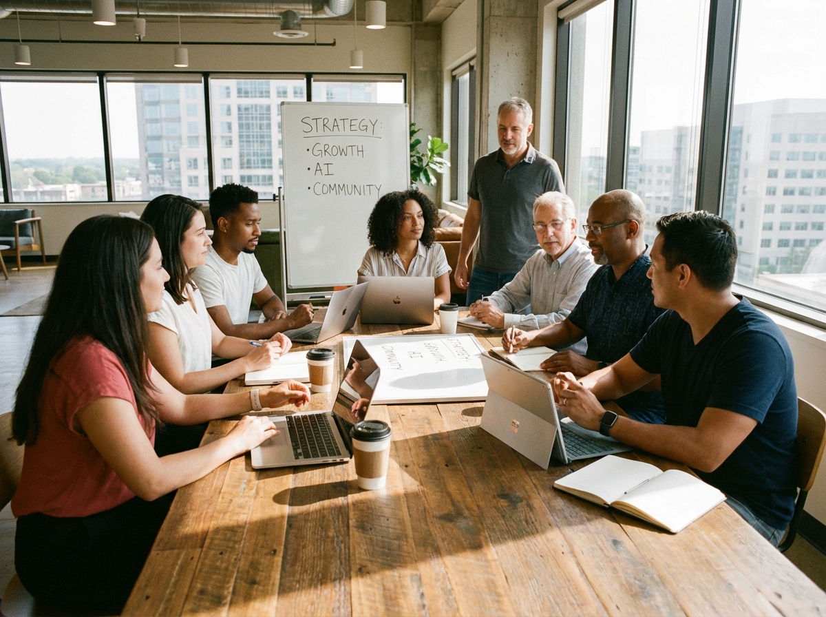 협업 전략을 논의하는 창업자 그룹