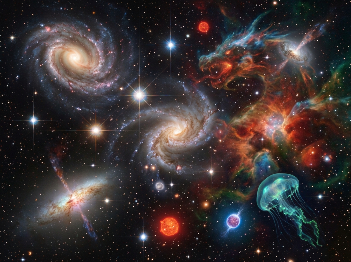 우주의 깊은 곳을 보여주는 화려한 은하 성단