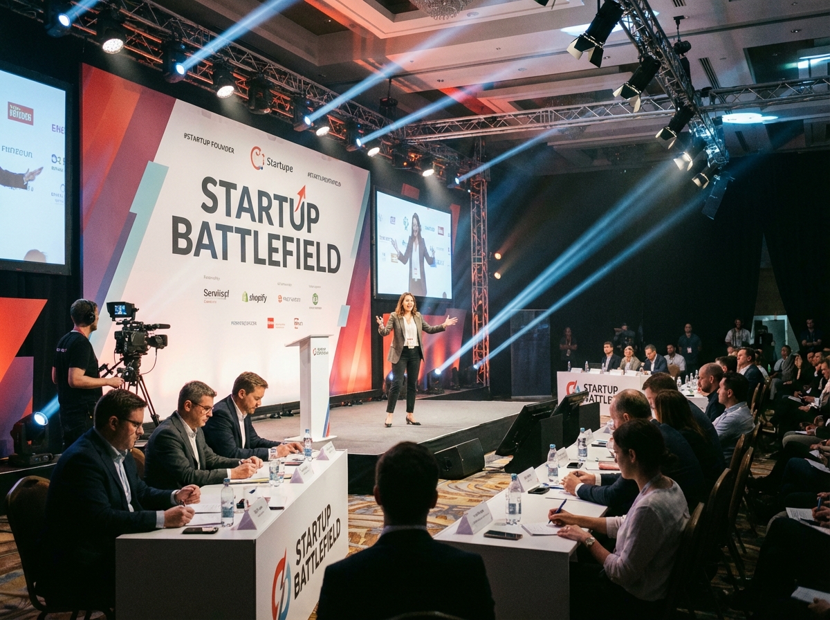 스타트업 배틀필드 피칭 무대 모습