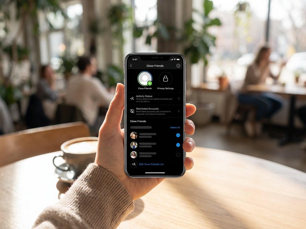 스마트폰 인스타그램 앱의 친한 친구 설정 화면
