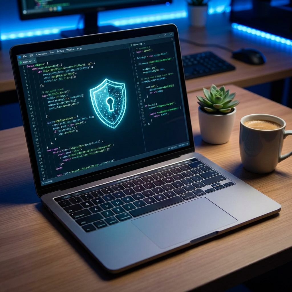 보안 설정과 서버 구축을 고민하는 개발자의 작업 공간