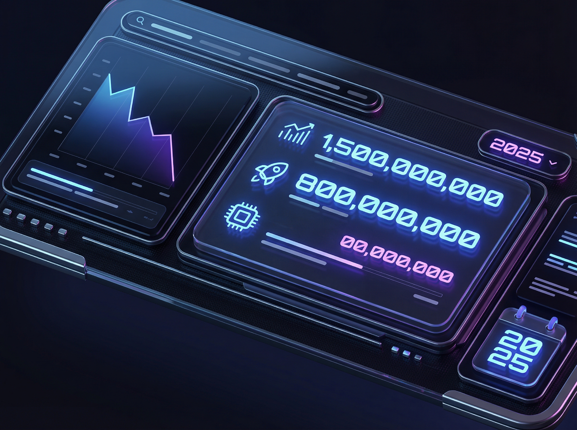 A futuristic, sleek financial report interface showing stock charts and large numbers, indicating massive cash-outs by tech billionaires in 2025. Modern layout, high contrast, aspect ratio 4:3, no visible text.