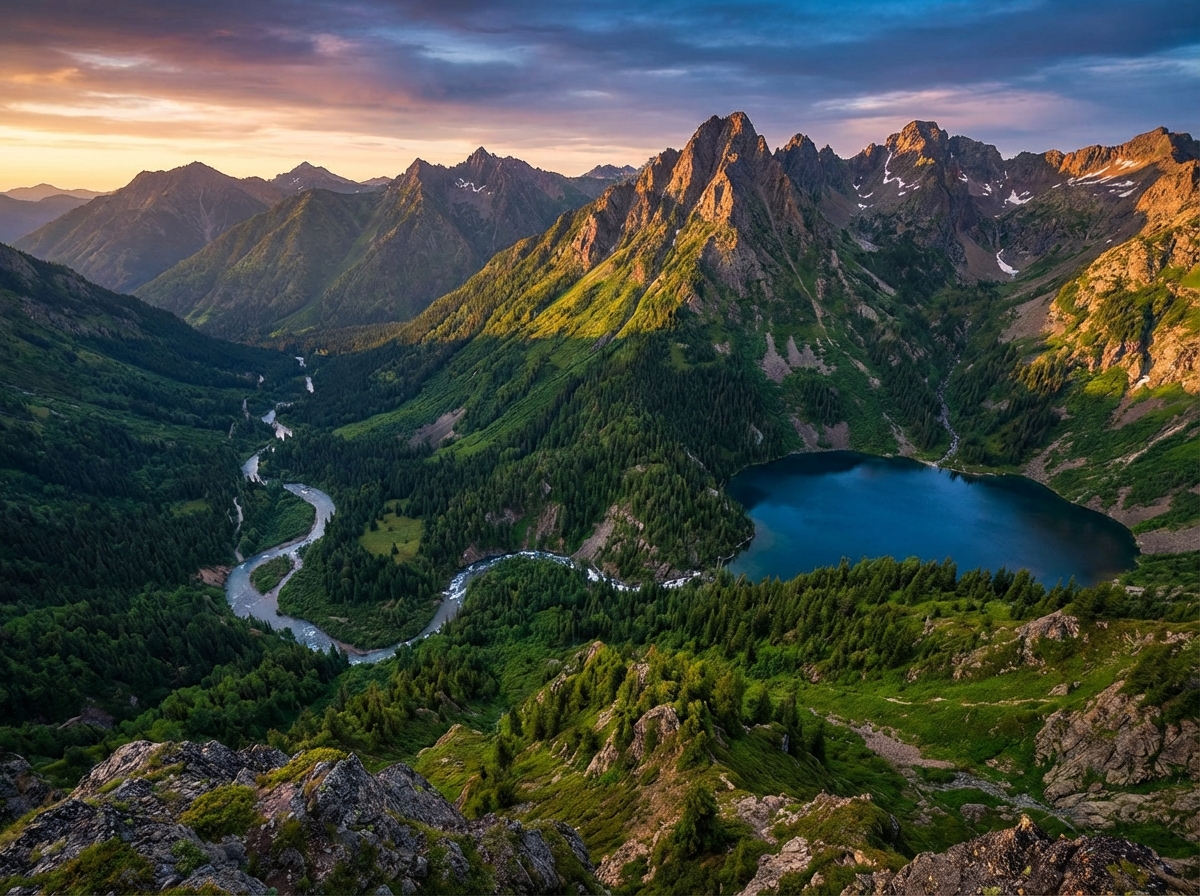 A stunning wide-angle landscape shot with incredible detail and clarity, vibrant colors, professional cinematography, 4K resolution feel, high contrast, 4:3, no visible text