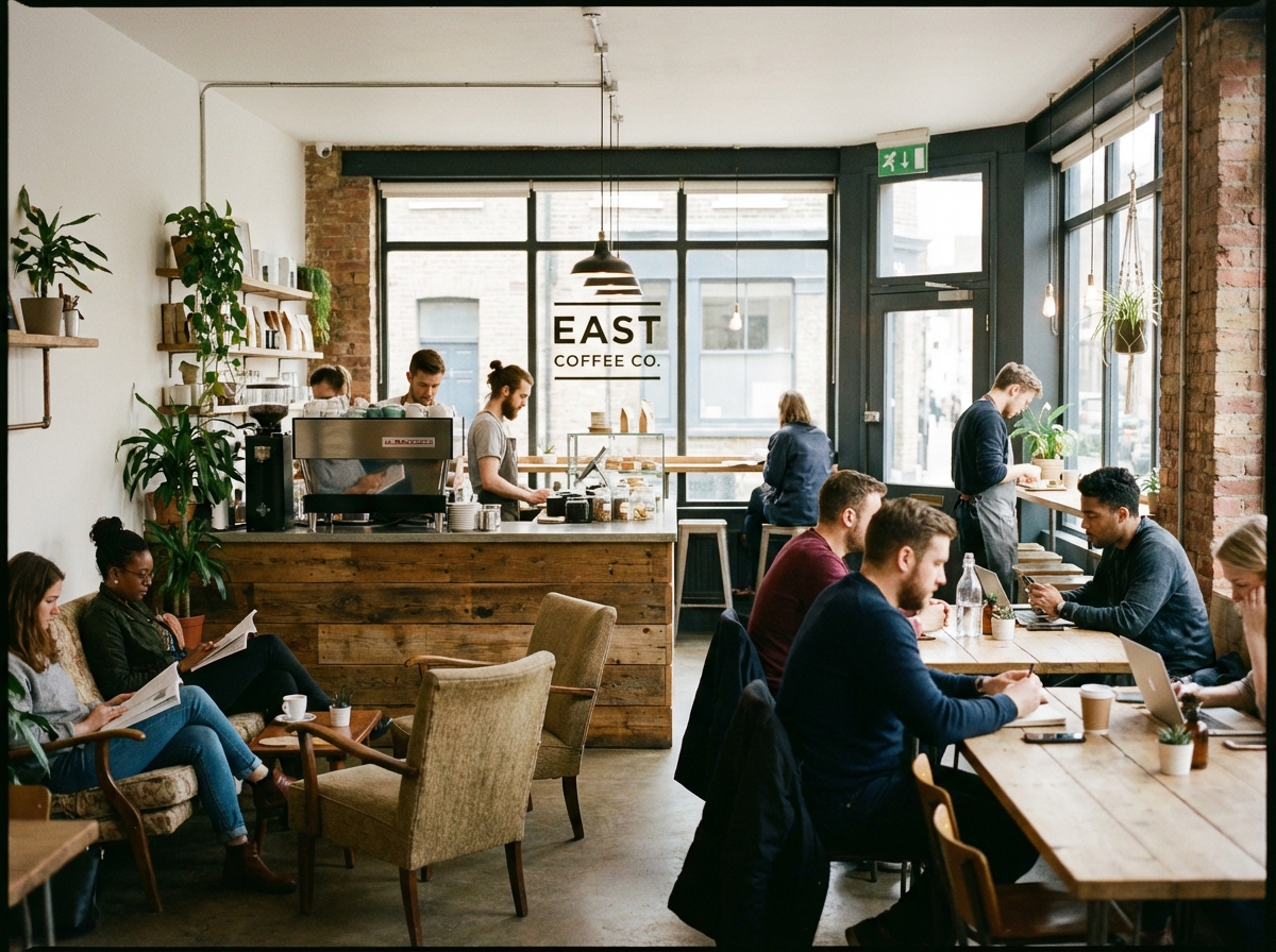 런던 동부의 따뜻한 분위기를 담은 다이얼로그 카페 전경