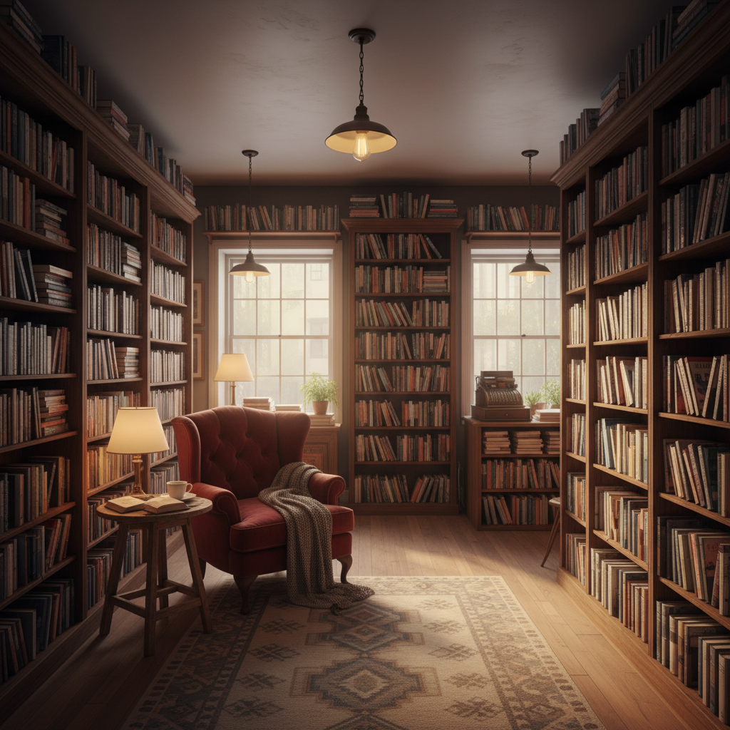 아늑한 분위기의 독립 서점 내부 풍경