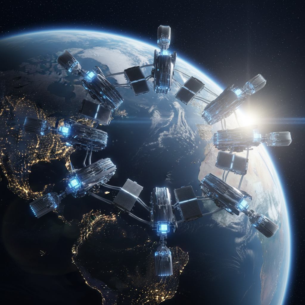 지구 궤도를 돌고 있는 거대한 우주 데이터센터 군락