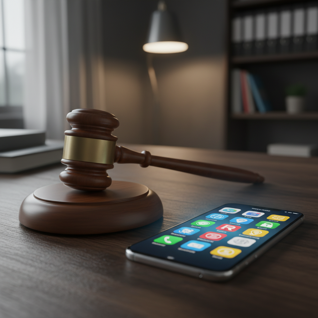 디지털 세상을 통제하는 법정 가벨과 스마트폰