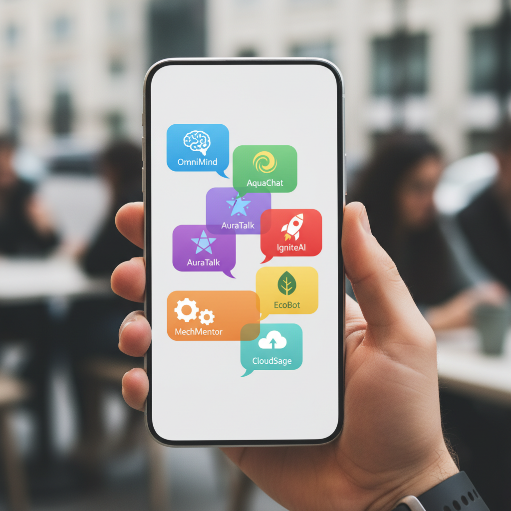 스마트폰 화면에 구현된 다양한 인공지능 챗봇 인터페이스