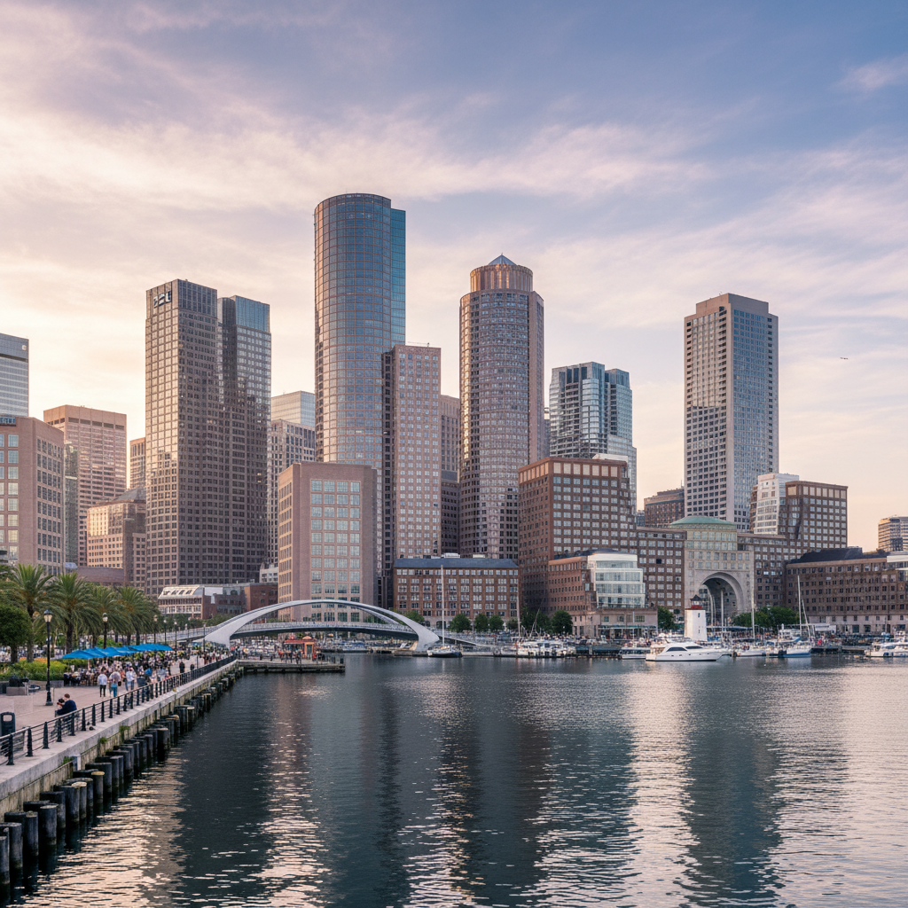 보스턴 시내의 혁신적인 테크 지구 전경