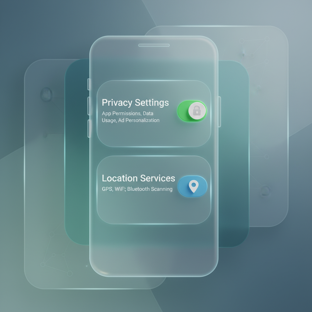 스마트폰 개인정보 설정 화면 일러스트
