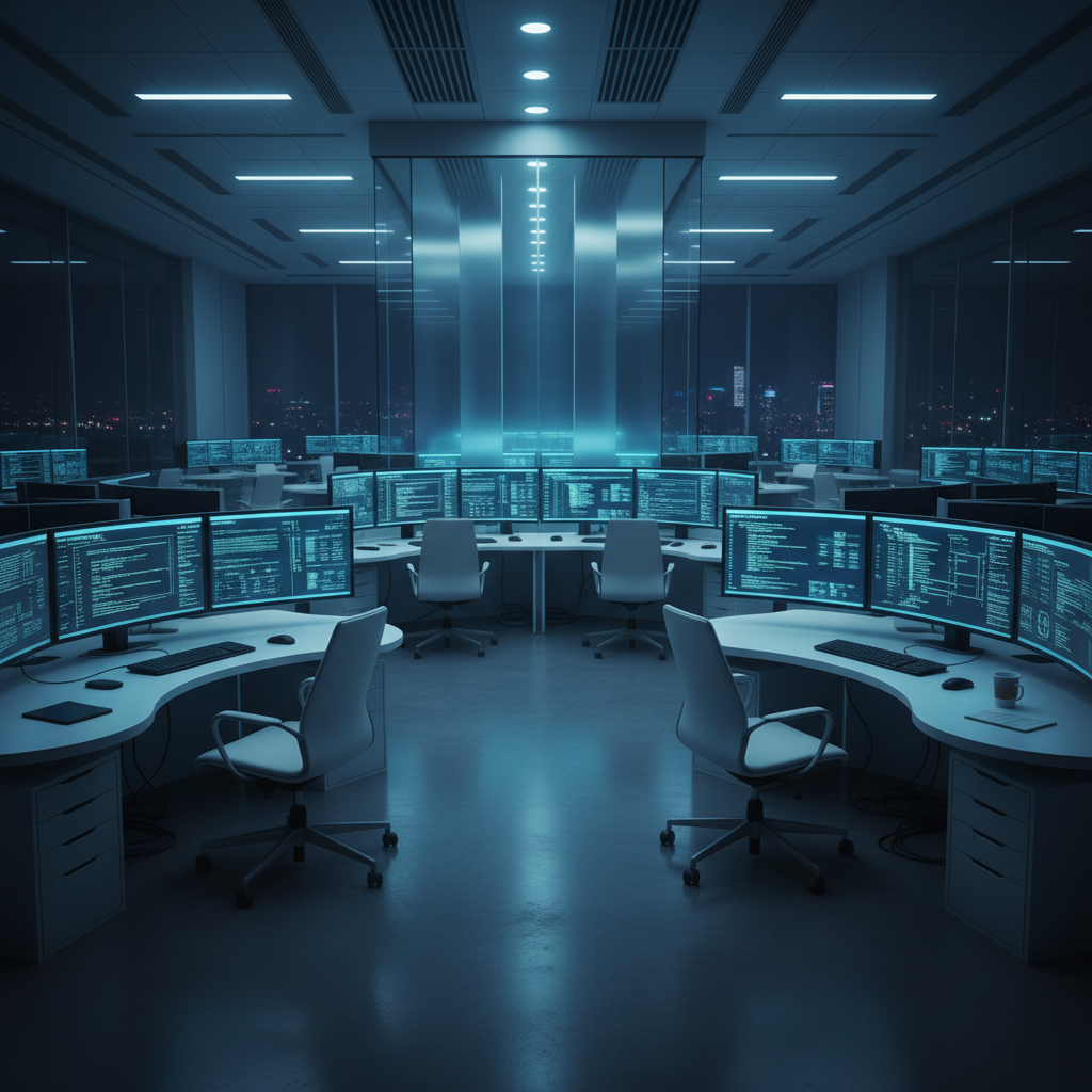 인공지능 연구실의 텅 빈 회의실 풍경