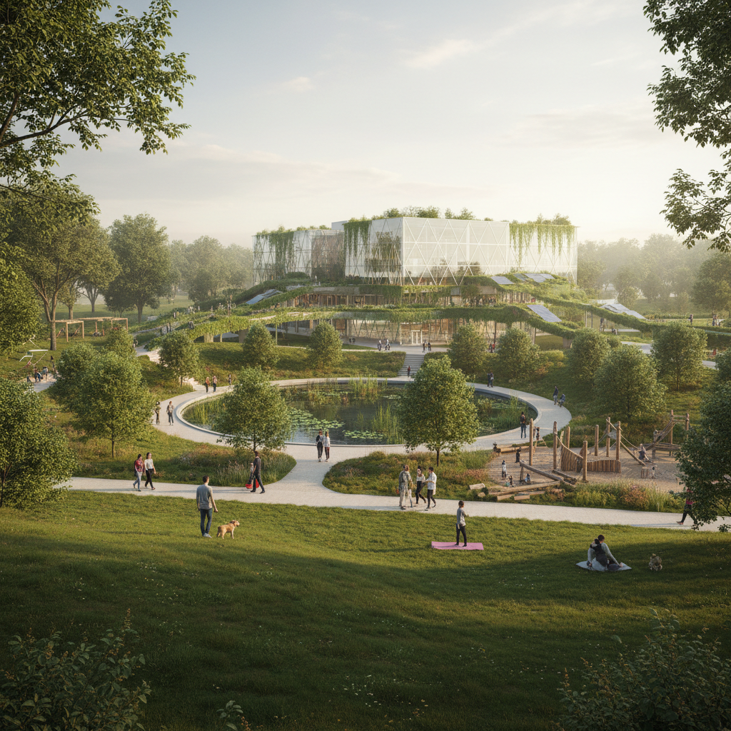 데이터 센터 주변에 조성된 친환경 공원 이미지