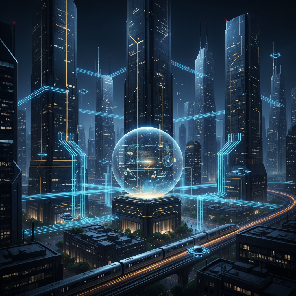 스마트 시티의 에너지 관리 시스템 컨셉 아트