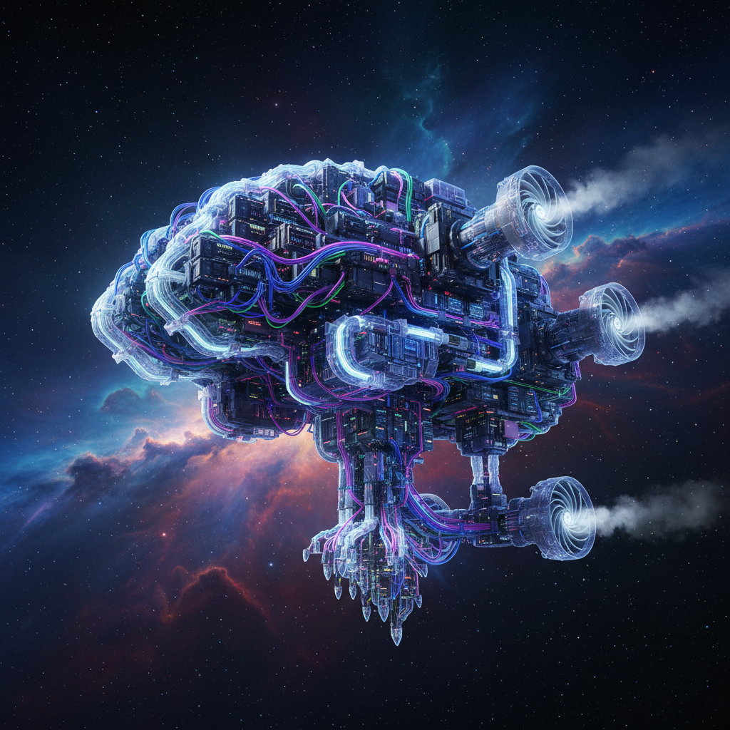 우주로 뻗어 나가는 인공지능 기술의 시각화