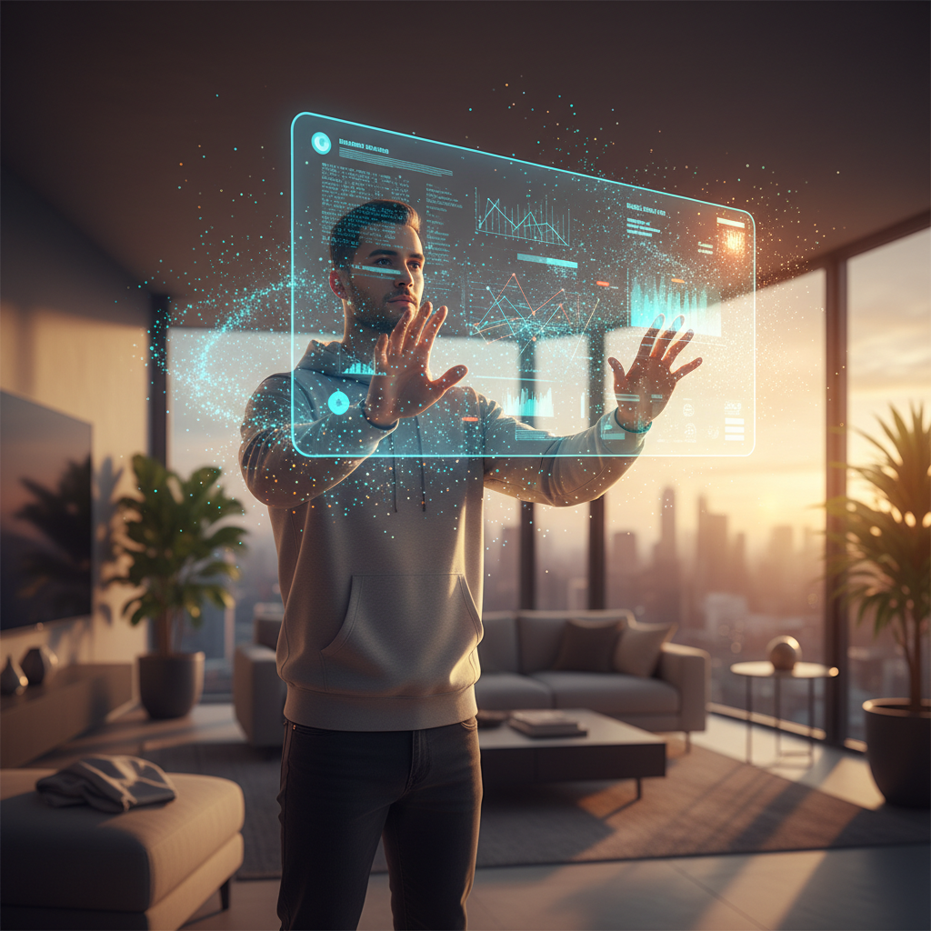 미래지향적인 인공지능 인터페이스와 사용자의 손