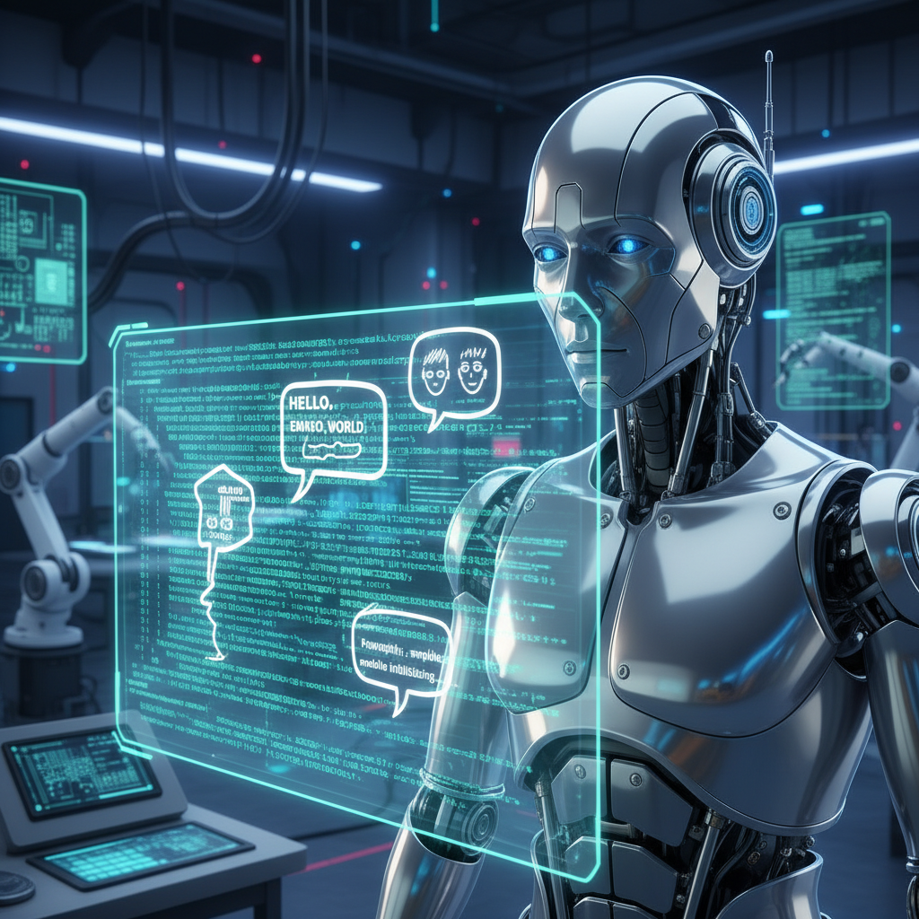 인공지능이 인간의 명령을 분석하며 비판하는 모습