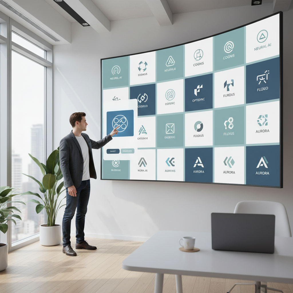 여러 개의 인공지능 로고를 비교하는 사용자