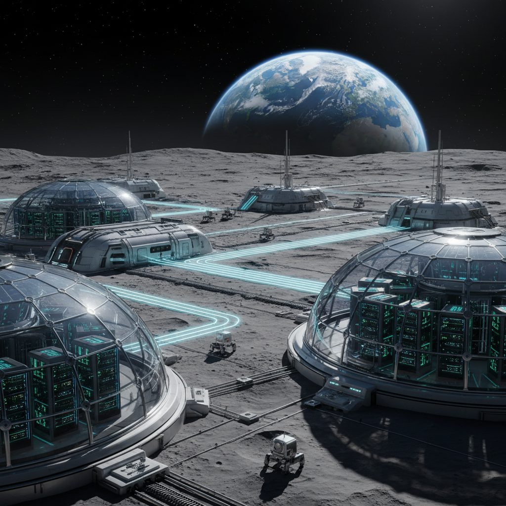 달 표면에 세워진 미래형 데이터 센터