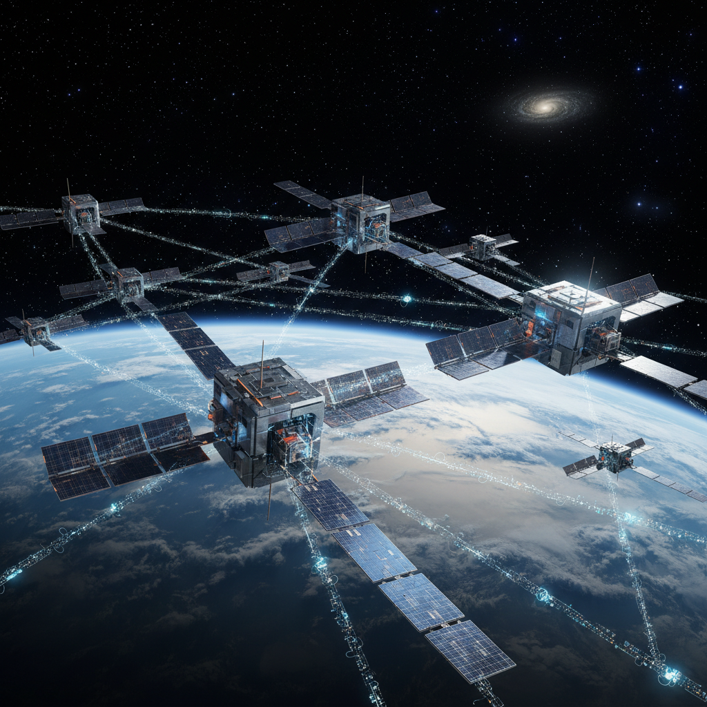 지구 궤도를 돌며 데이터를 처리하는 인공지능 위성군