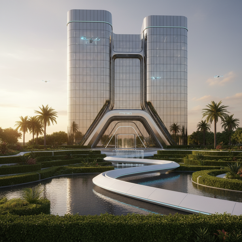 미래 지향적인 인공지능 기업 본사 전경