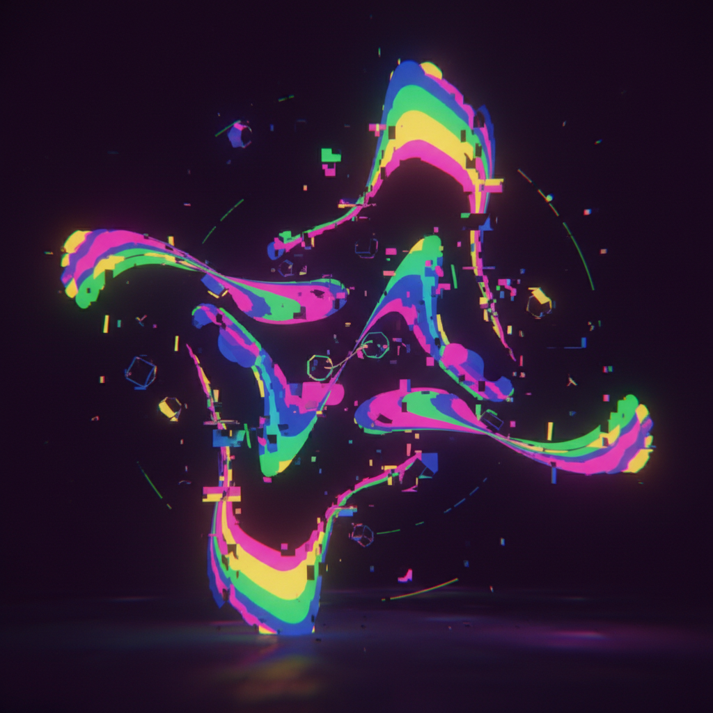 음악의 비트에 맞춰 변화하는 추상적인 비주얼 아트 영상