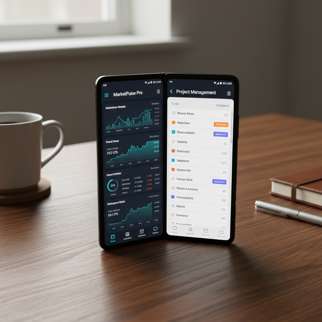 폴더블 기기에서 유연하게 작동하는 멀티태스킹 앱 화면
