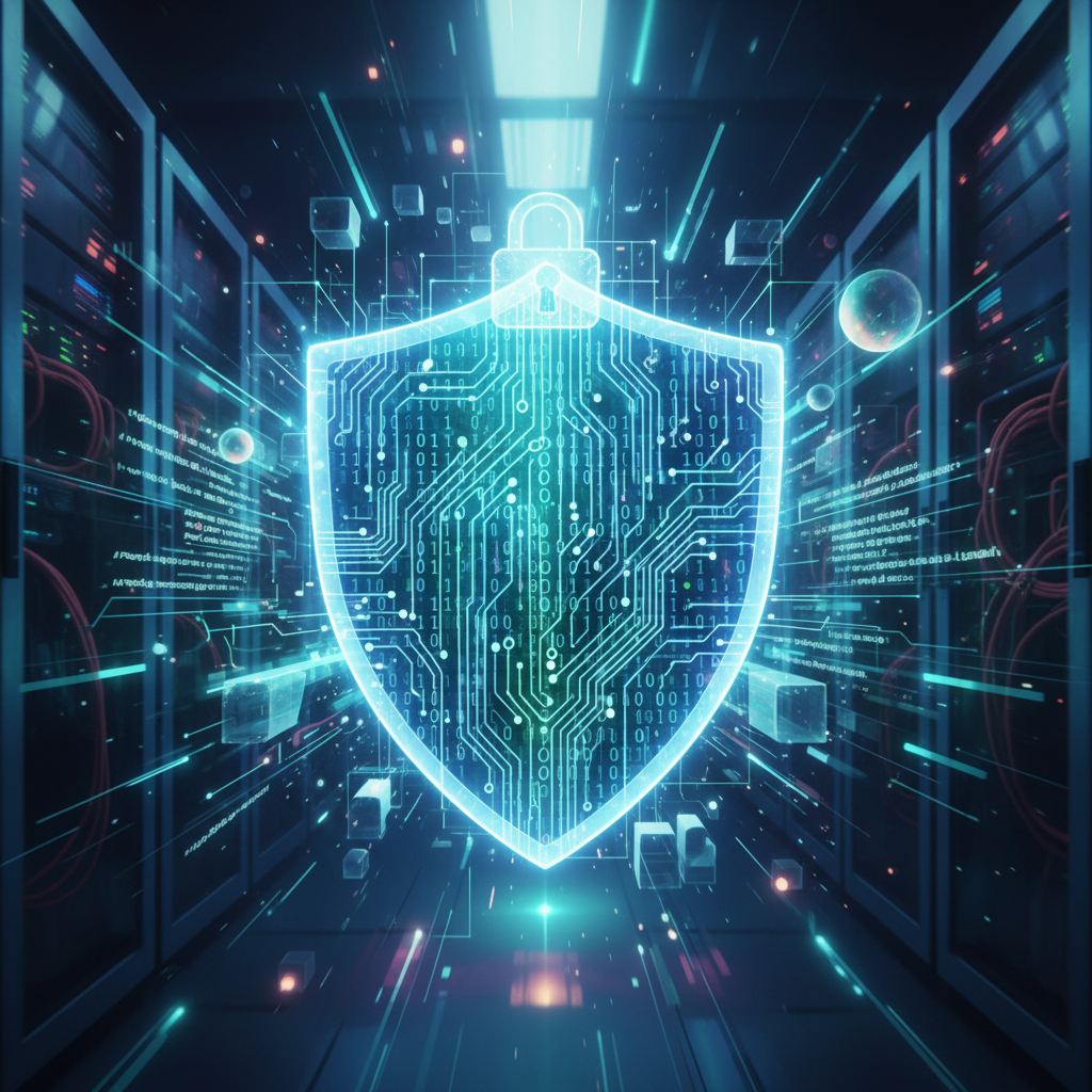 보안이 강화된 서버실과 데이터 보호 이미지