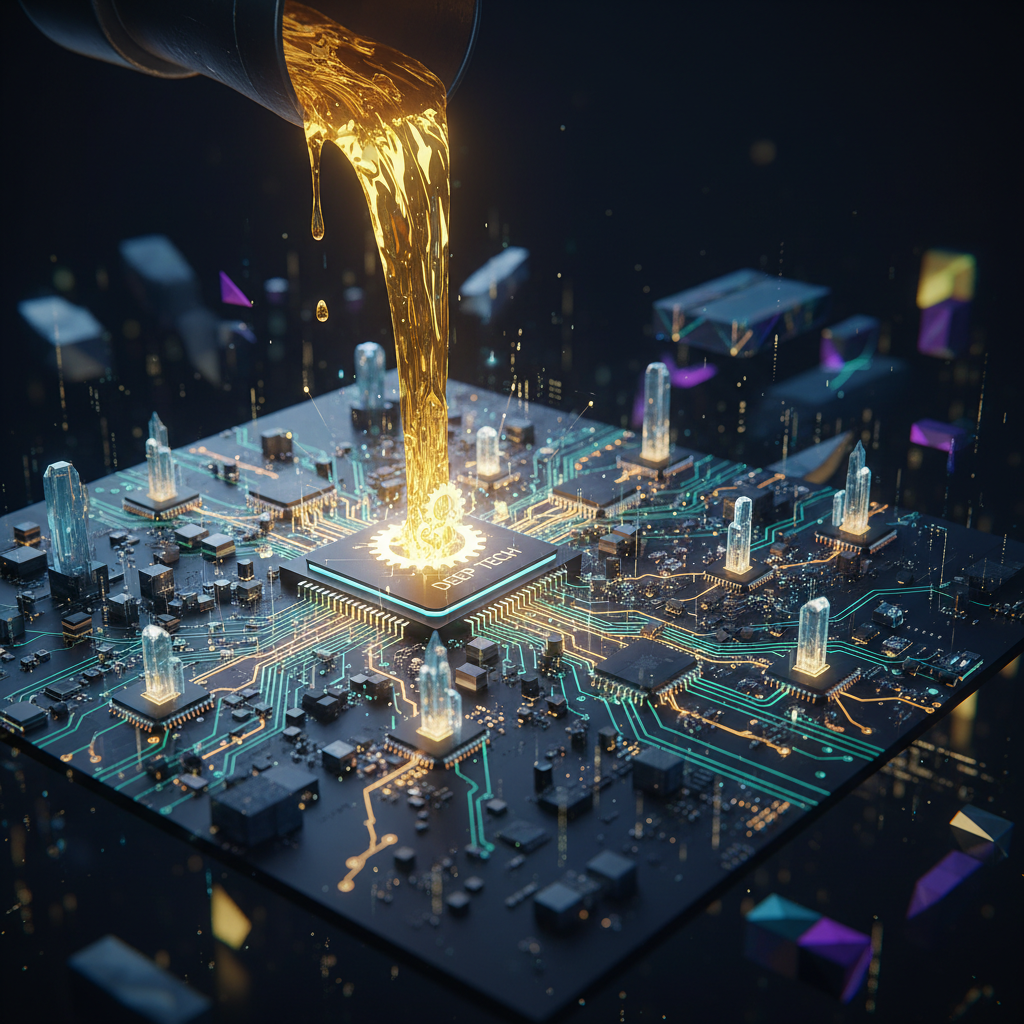 디지털 회로와 결합된 자금 흐름의 추상적 이미지