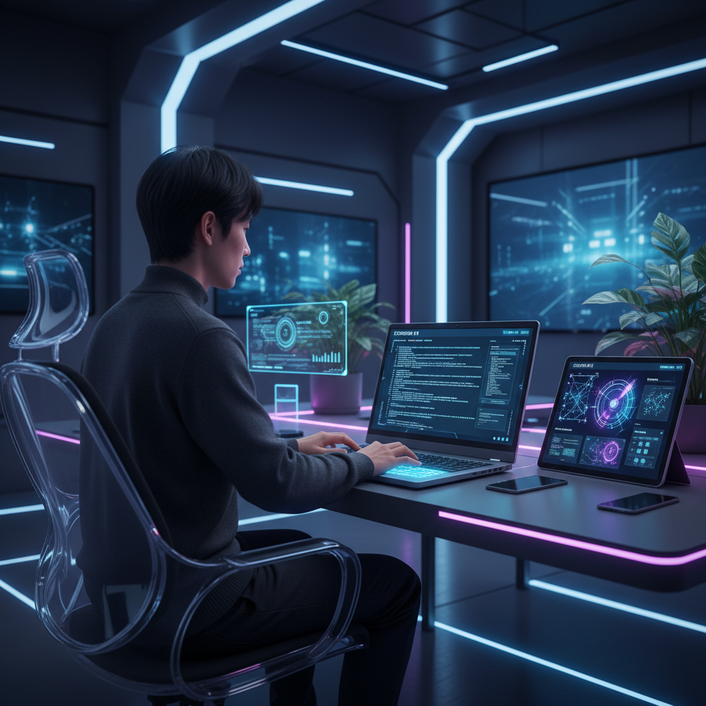 미래형 자율 코딩 환경에서 작업하는 사용자